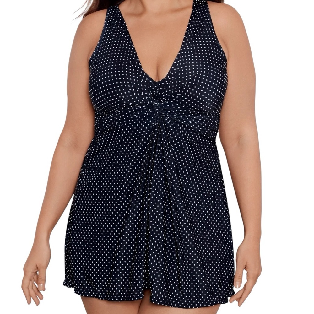 Miraclesuit Pin Point Marais One Piece Swim Dress in Black/White Women’s Size 18